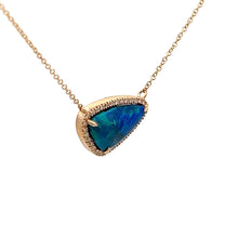 Load image into Gallery viewer, 14k Yellow Gold Opal Necklace with Diamond
