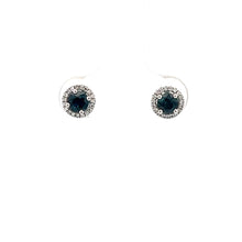 Load image into Gallery viewer, 14k White Gold Sapphire Studs with Diamonds
