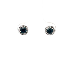 14k White Gold Sapphire Studs with Diamonds