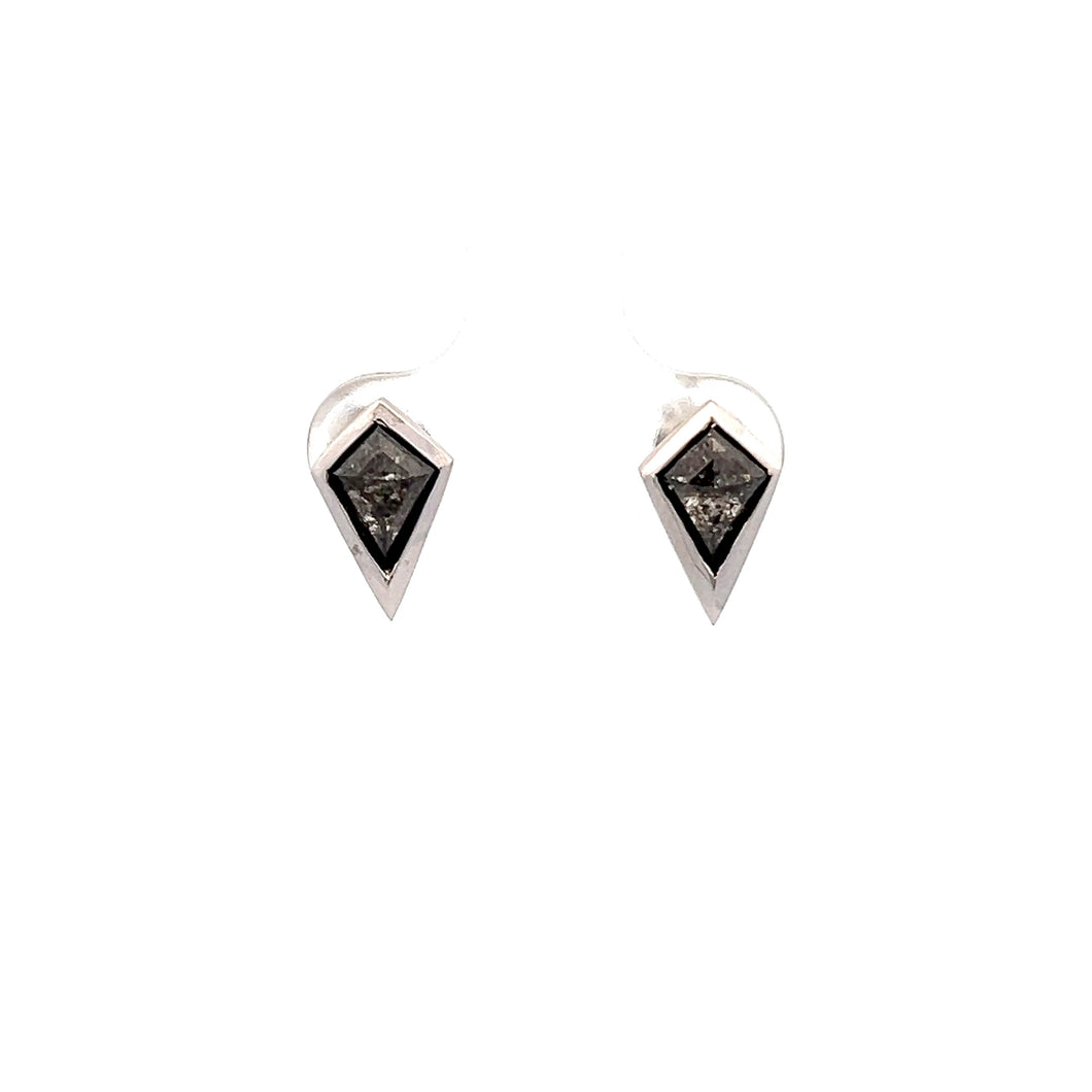 14k White Gold Rough Diamond Studs