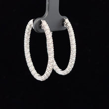 Load image into Gallery viewer, 14k White Gold Diamond Inside Out Hoops
