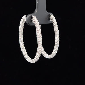 14k White Gold Diamond Inside Out Hoops