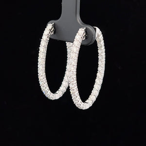 14k White Gold Diamond Inside Out Hoops