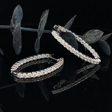 Load image into Gallery viewer, 14k White Gold Diamond Inside Out Hoops
