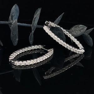 14k White Gold Diamond Inside Out Hoops