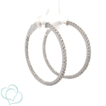 Load image into Gallery viewer, 14k White Gold Diamond Hoops
