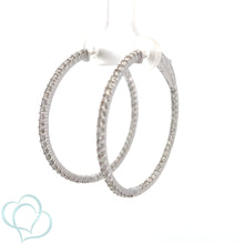 Load image into Gallery viewer, 14k White Gold Diamond Hoops
