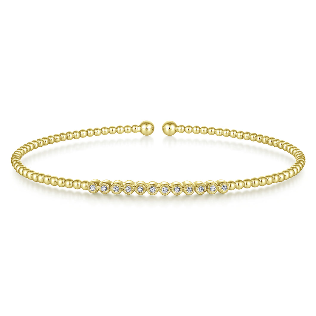 14k Yellow Gold Diamond Cuff Bracelet