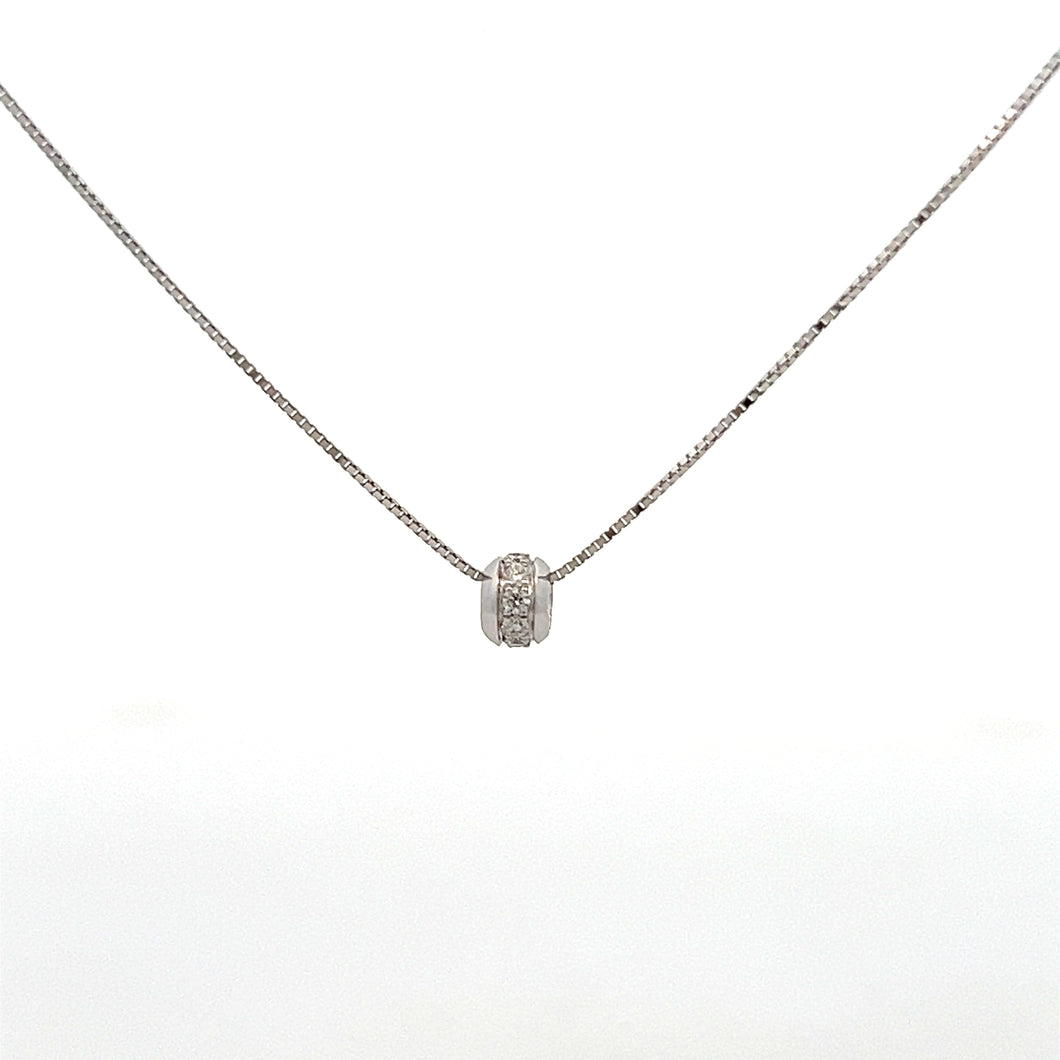 14k White Gold Diamond Rondelle Bead