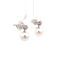 Load image into Gallery viewer, 14k White Gold Akoya Pearl and Diamond Earrings
