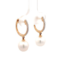 Load image into Gallery viewer, 14k Yellow Gold Akoya Pearl and Diamond Earrings
