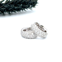 Load image into Gallery viewer, 18k White Gold Diamond Huggie Earrings
