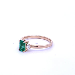 14k Yellow Gold Emerald and Diamond Ring