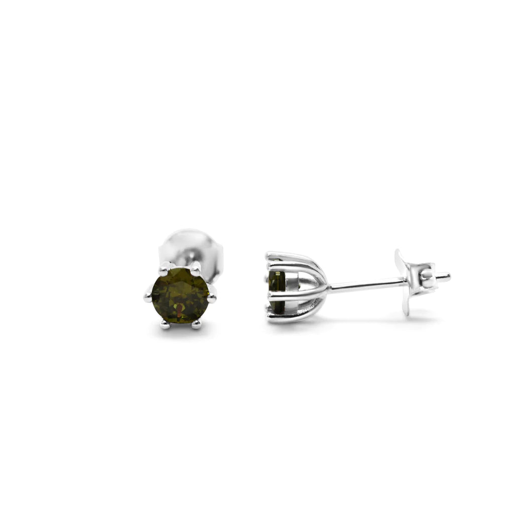 6 Prong CZ Stud - Peridot