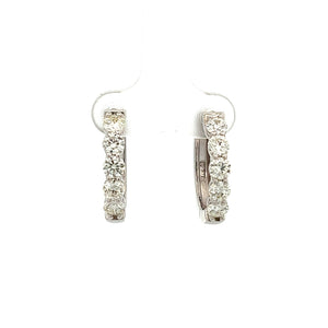 14k White Gold Diamond Hoops