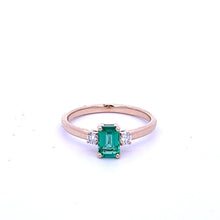 Load image into Gallery viewer, 14k Yellow Gold Emerald and Diamond Ring
