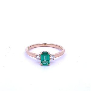 14k Yellow Gold Emerald and Diamond Ring