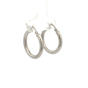 14k White Gold Hoops