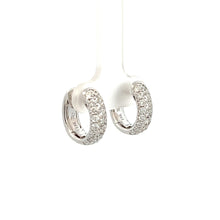 Load image into Gallery viewer, 18k White Gold Diamond Huggie Earrings
