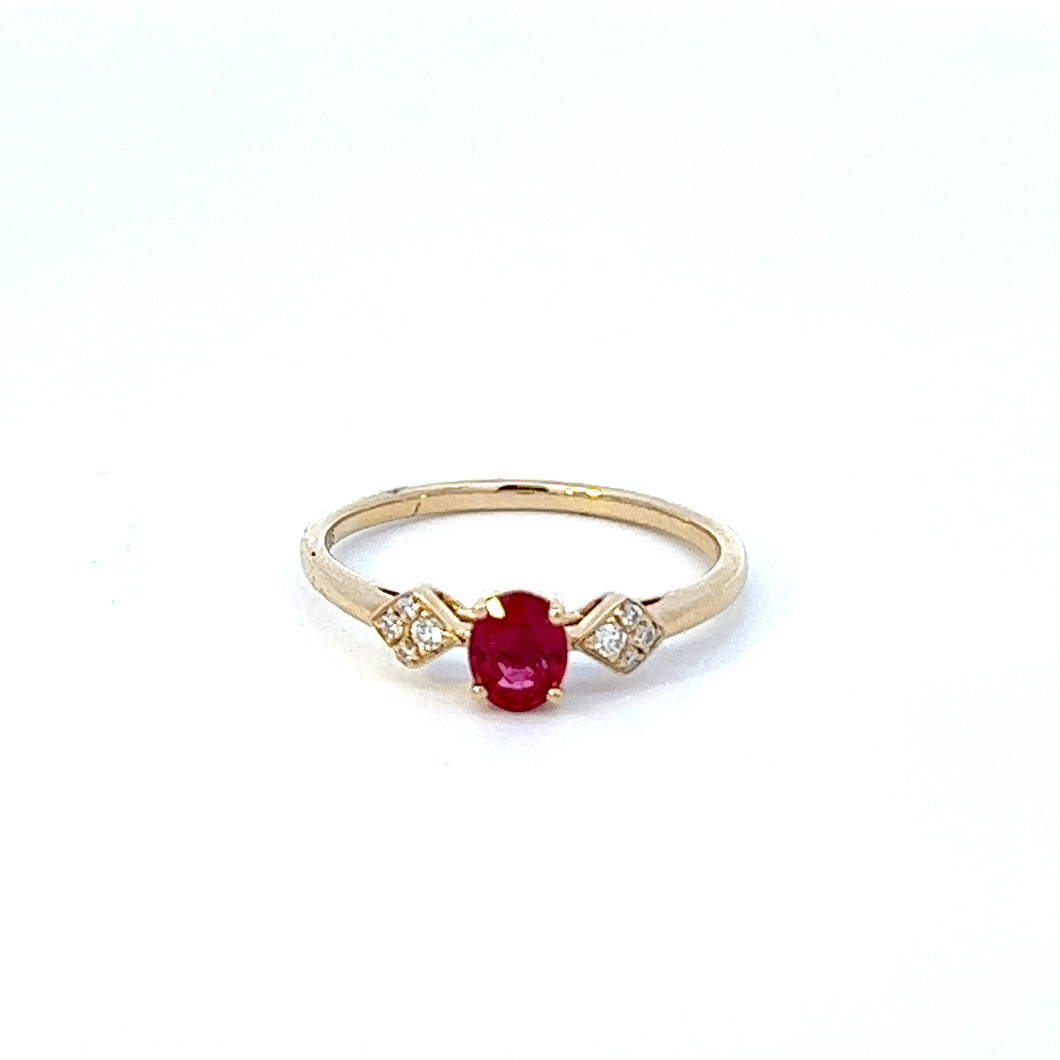 14k Yellow Gold Ruby and Diamond Ring