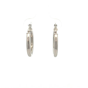 14k White Gold Hoops