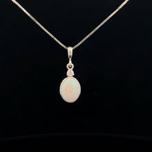 Load image into Gallery viewer, 14k White Gold Opal and Diamond Pendant
