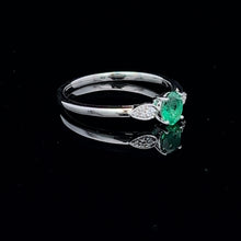 Load image into Gallery viewer, 14k White Gold Emerald and Diamond Ring
