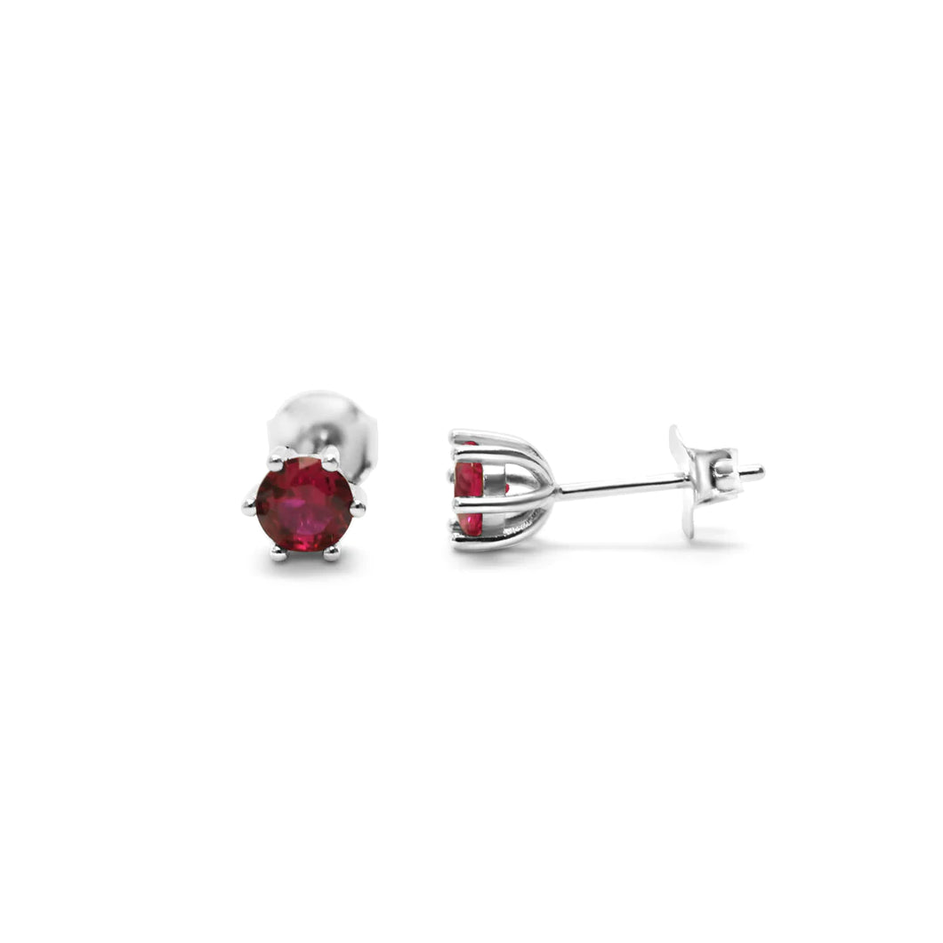 6 Prong CZ Stud - Ruby