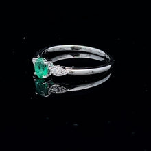 Load image into Gallery viewer, 14k White Gold Emerald and Diamond Ring
