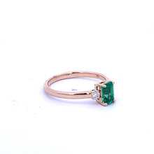 Load image into Gallery viewer, 14k Yellow Gold Emerald and Diamond Ring
