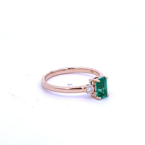 14k Yellow Gold Emerald and Diamond Ring