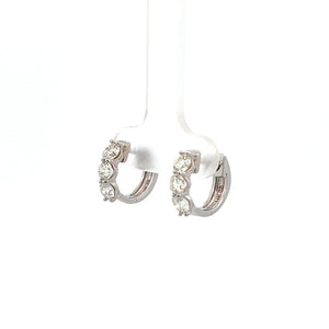 14k White Gold Diamond Huggie Earrings