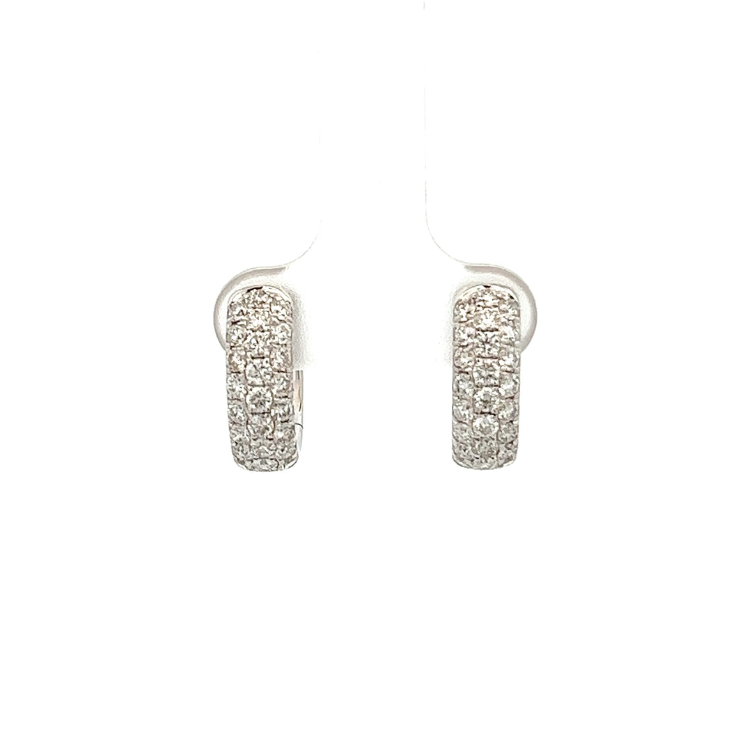 18k White Gold Diamond Huggie Earrings