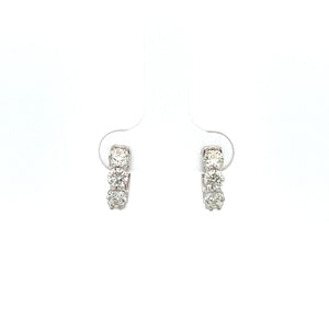 14k White Gold Diamond Huggie Earrings