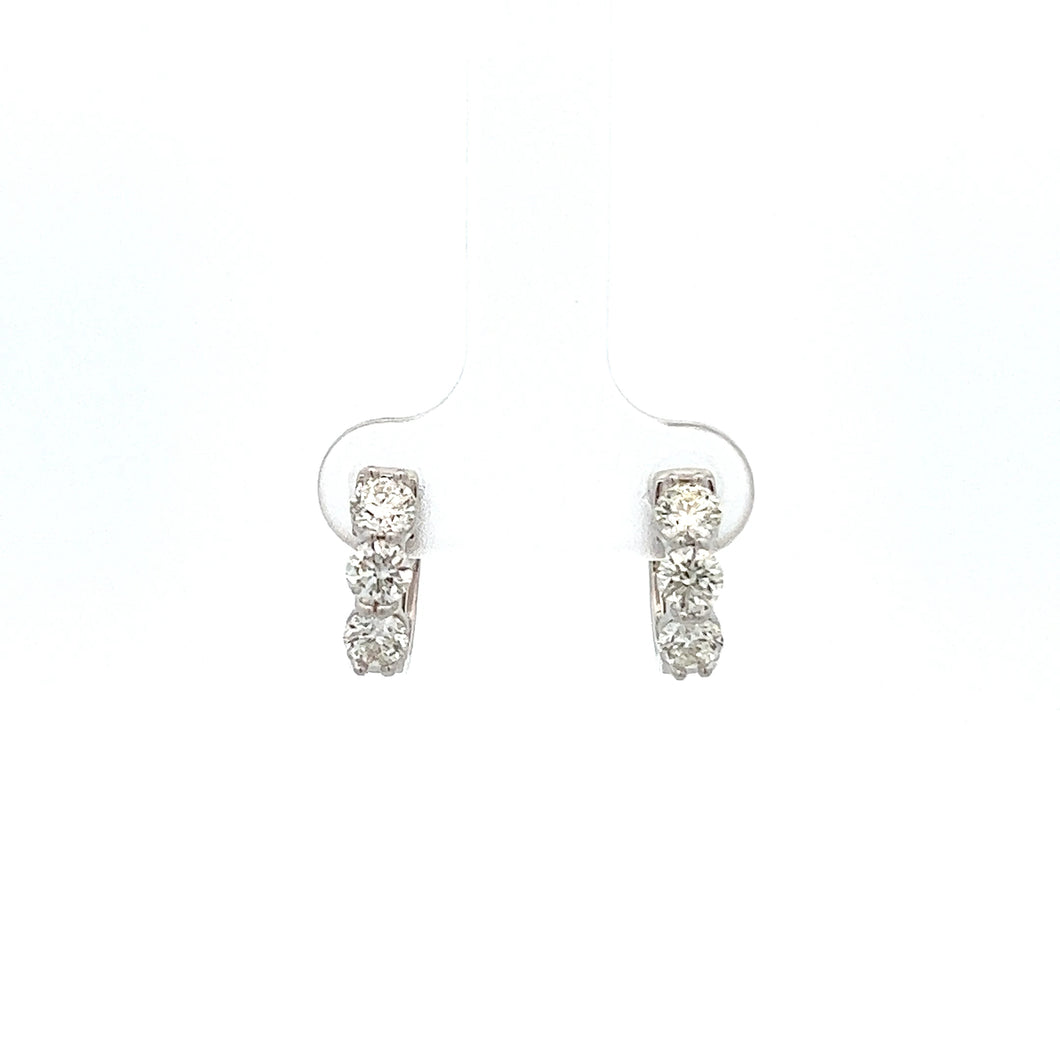 14k White Gold Diamond Huggie Earrings