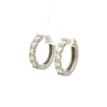 Load image into Gallery viewer, 14k White Gold Diamond Hoops
