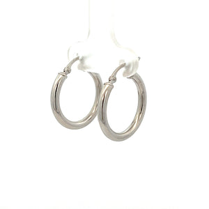 14k White Gold Hoops