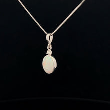 Load image into Gallery viewer, 14k White Gold Opal and Diamond Pendant
