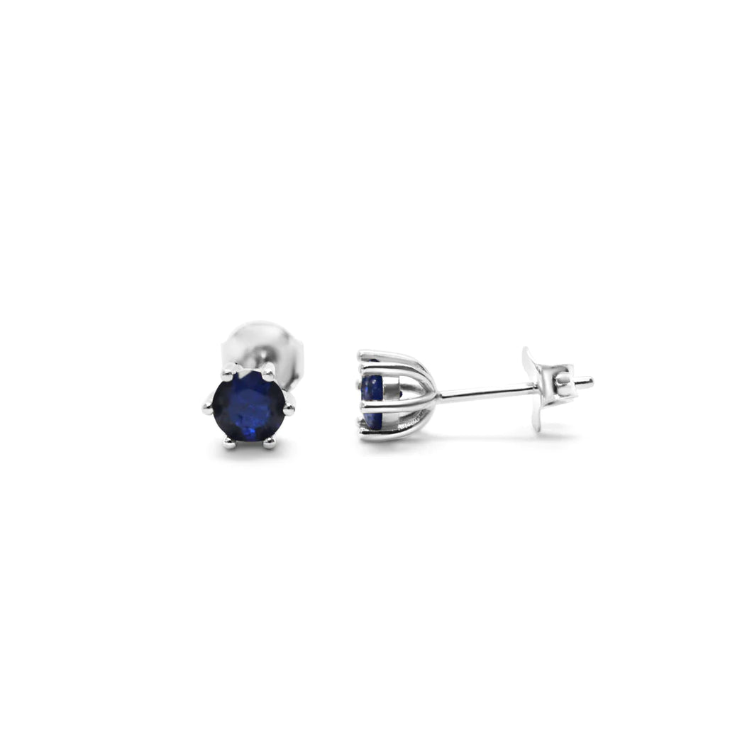 6 Prong CZ Stud - Sapphire