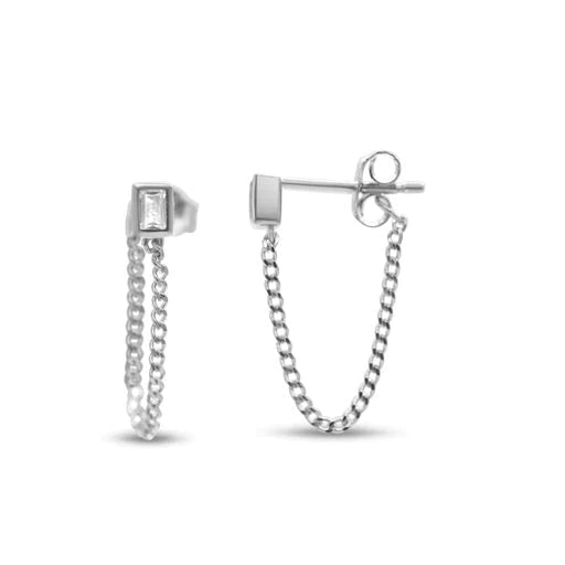 Front to Back - Baguette & Chain Earring