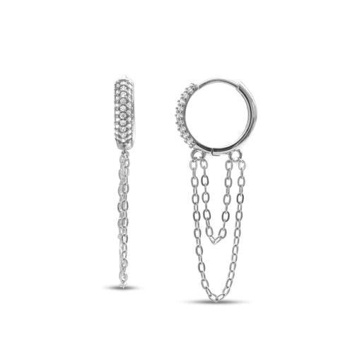 Pavé Hoop & Chain Earring