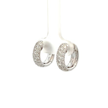 Load image into Gallery viewer, 18k White Gold Diamond Huggie Earrings

