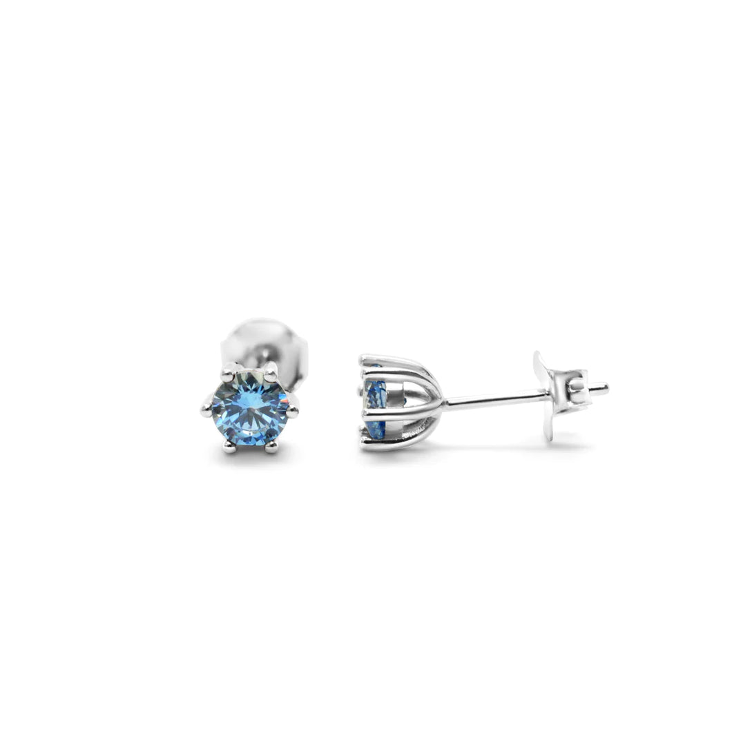 6 Prong CZ Stud - Aquamarine