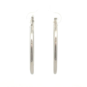 14k White Gold Hoops