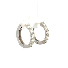 Load image into Gallery viewer, 14k White Gold Diamond Hoops
