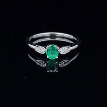 Load image into Gallery viewer, 14k White Gold Emerald and Diamond Ring
