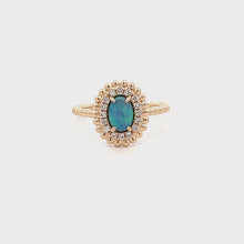 Load and play video in Gallery viewer, 14k Yellow Gold Opal Ring with Diamonds
