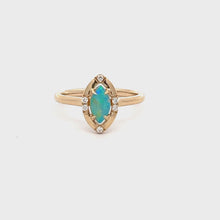 Load and play video in Gallery viewer, 14k Yellow Gold Australian Opal Ring with Diamonds
