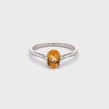 Load and play video in Gallery viewer, 14k White Gold Citrine Ring with Diamond
