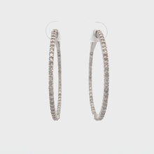 Load and play video in Gallery viewer, 14k White Gold Diamond Hoops
